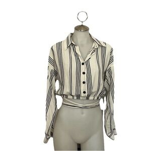 Maria Emilia Striped Button-Up Women's Top